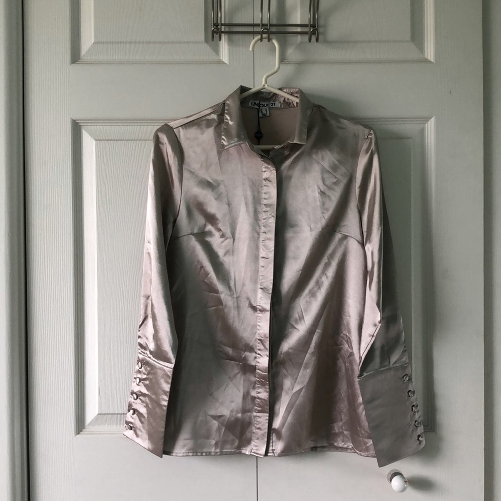 (4) ASOS Unique21 Champagne Satin Blouse